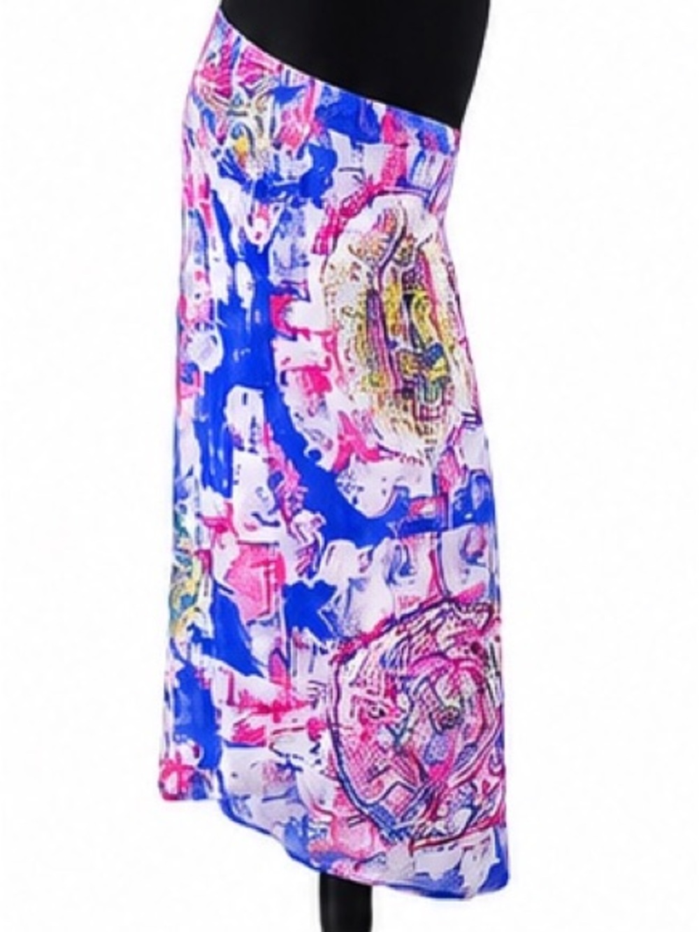 Rare whimsical elephant print w/colorful medallion motifs and smocked strapless. - Picture 3 of 10